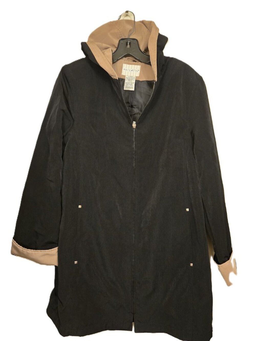 White Stag Black Raincoat Jacket Hoodie Full Zip Pockets Black Women's M 8 / 10